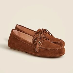 456. J. CREW Driving loafers in suede English Saddle Brown $168 GUC Sz 6